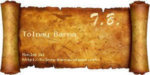 Tolnay Barna névjegykártya